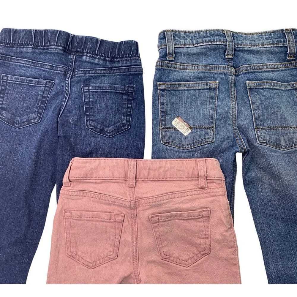 3 New Cat & Jack Girls Size 5 Cotton Blend Flare Boot Cut Distressed Denim Jeans